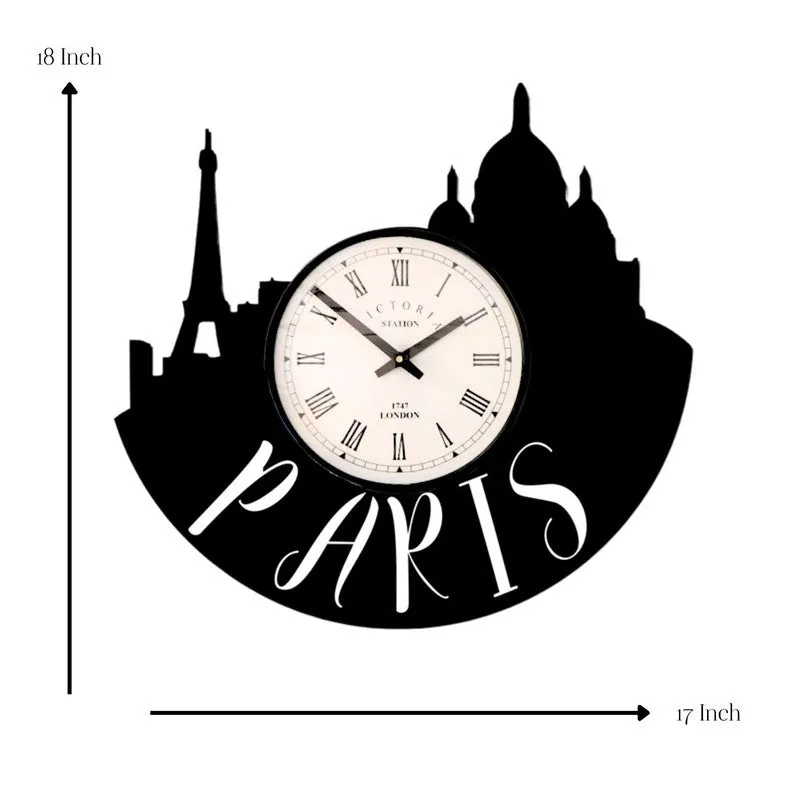 Paris City Steel Analog Wall Clock - Black media 7