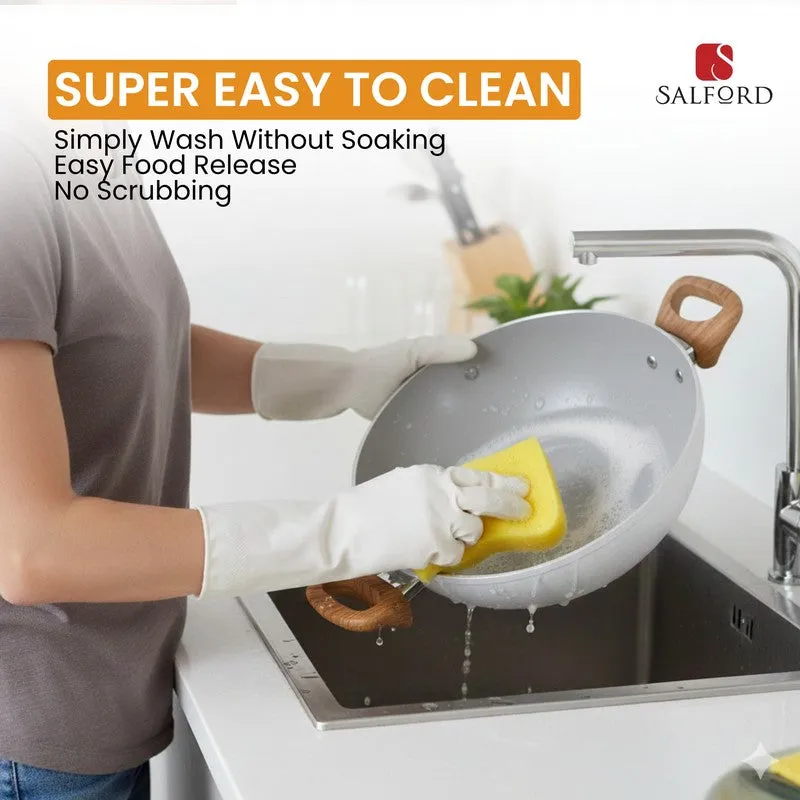 Salford Forged Non Stick Kadai with Glass Lid (White Spatter) -  3200 mL media 8