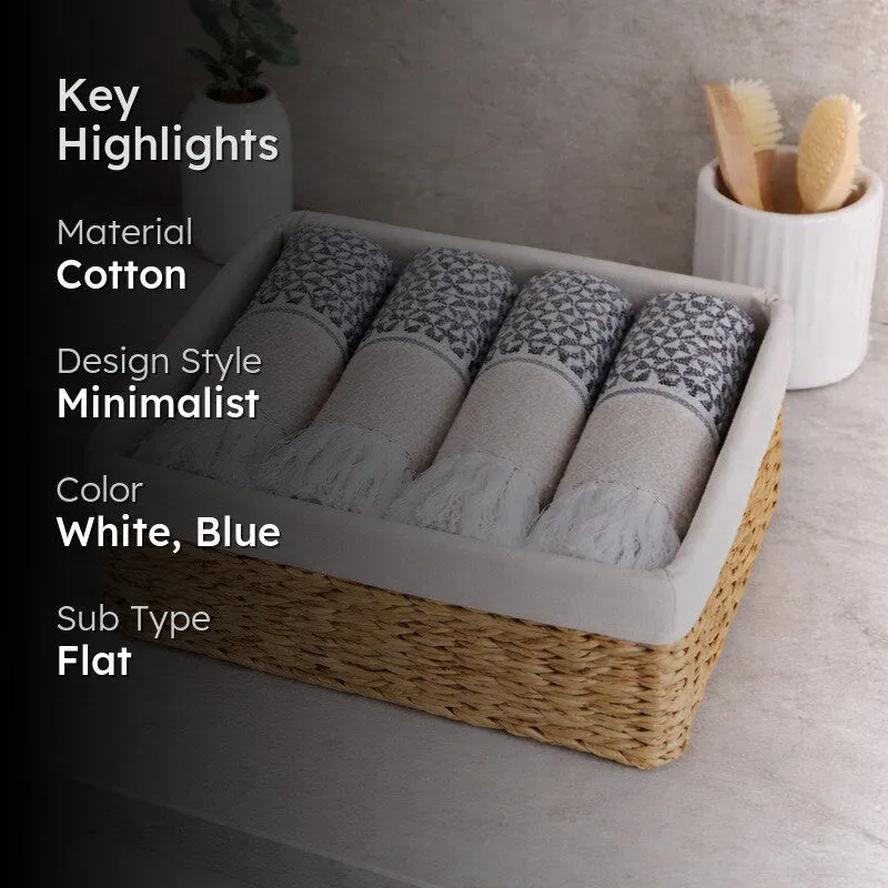 MosacStrip Cotton Hand Towel (Navy) - Set Of Four media 2