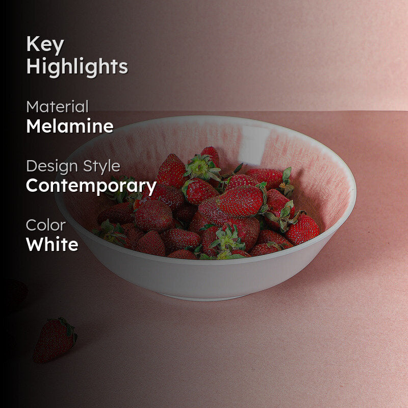 Cobain Serving Bowl (White & Pink) - 1300 ML media 2