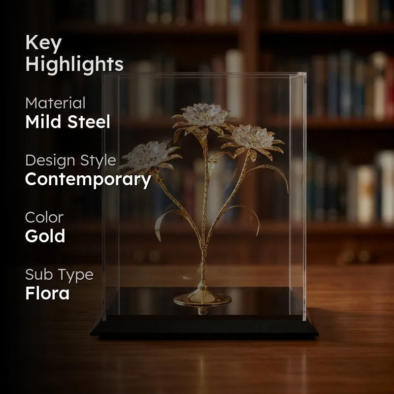 TriDaisy Elegance 24K Gold Plated Mild Steel Showpiece media 2