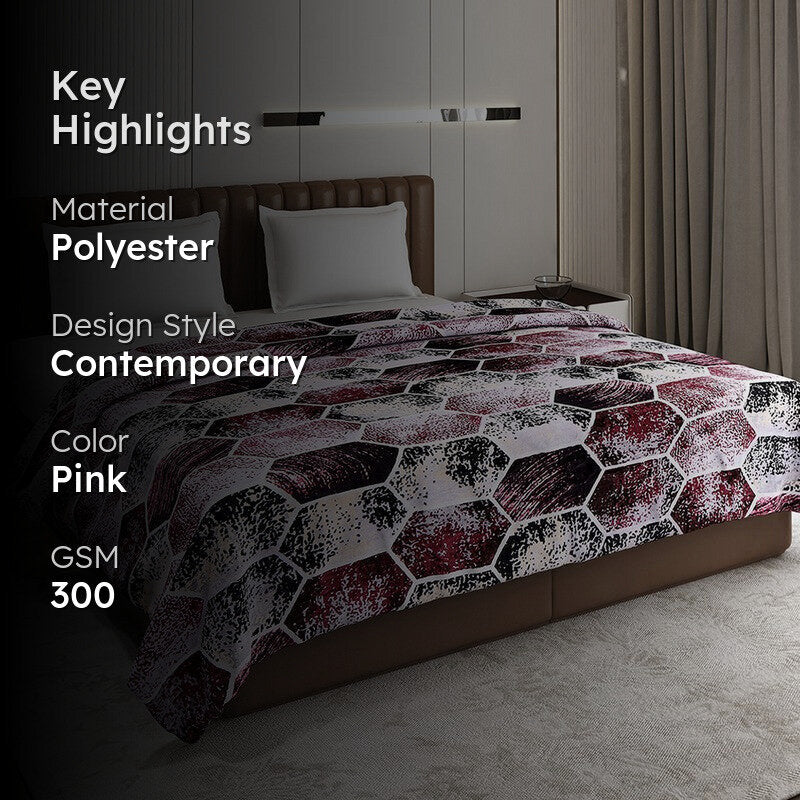 Monte Carlo Artnova Printed Polyester Blanket (Pink) - 300 GSM media 2