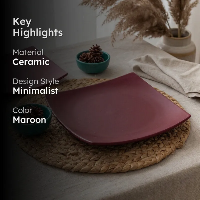 Rubeena Ceramic Platter - Maroon media 2
