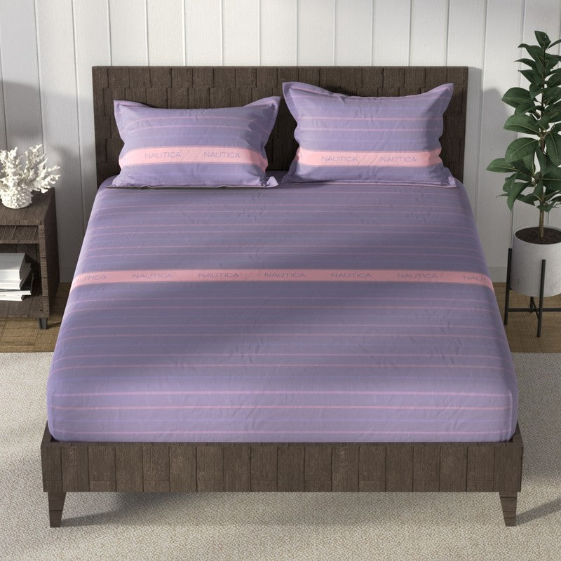 Nautica Refined Mosaic Cotton Bedsheet (Purple) - 160 TC media 3