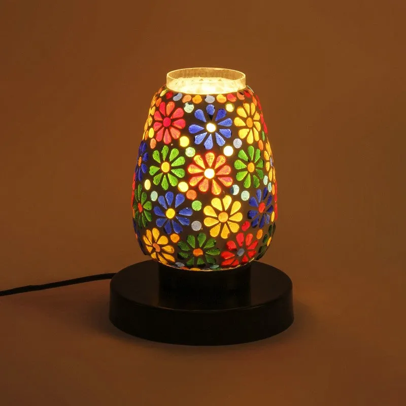 Vibrantray Mosaic Glass Table Lamp With Wooden Base - Multicolor media 5