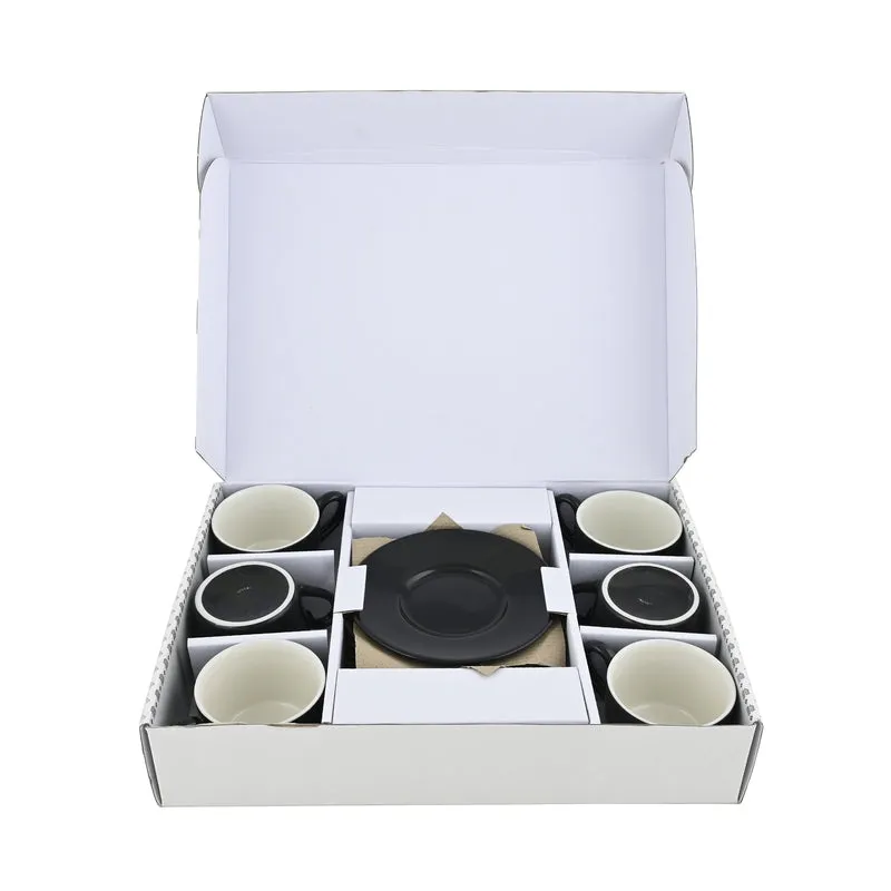 MochaMuse Cup & Saucer (Black/190 mL Each) - Set of Six - 3