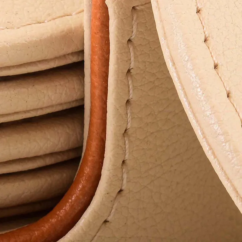 Tisca Faux Leather Coaster (Beige) - Seven Piece Set media 5