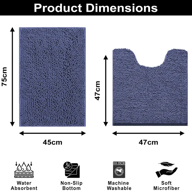 PureTone Microfiber Bath Mats (Navy) - Set of Two media 8