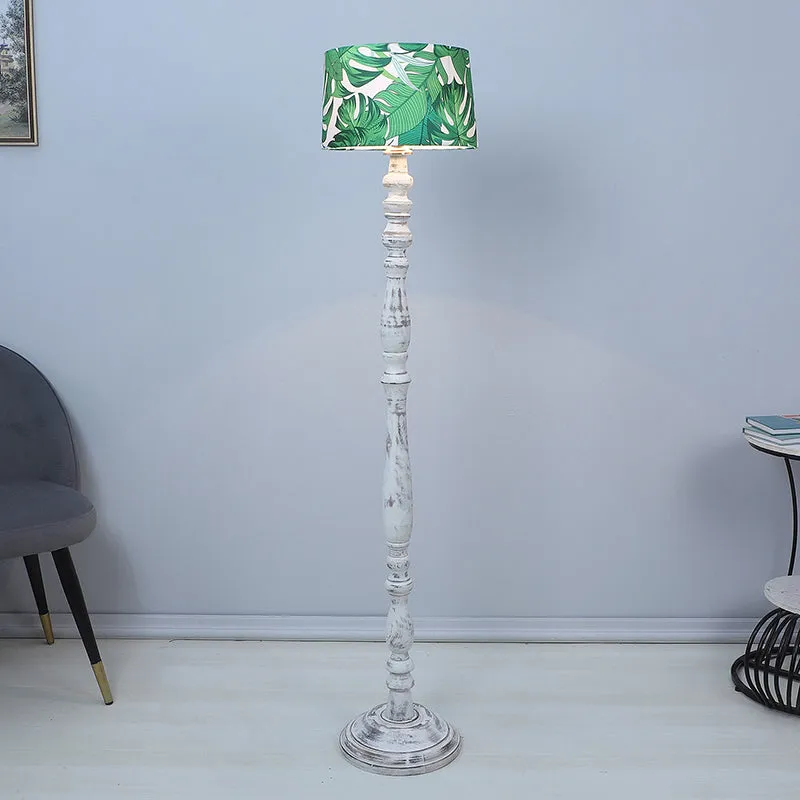 Kaizen Totem Printed Mango Wood Floor Lamp - White media 3