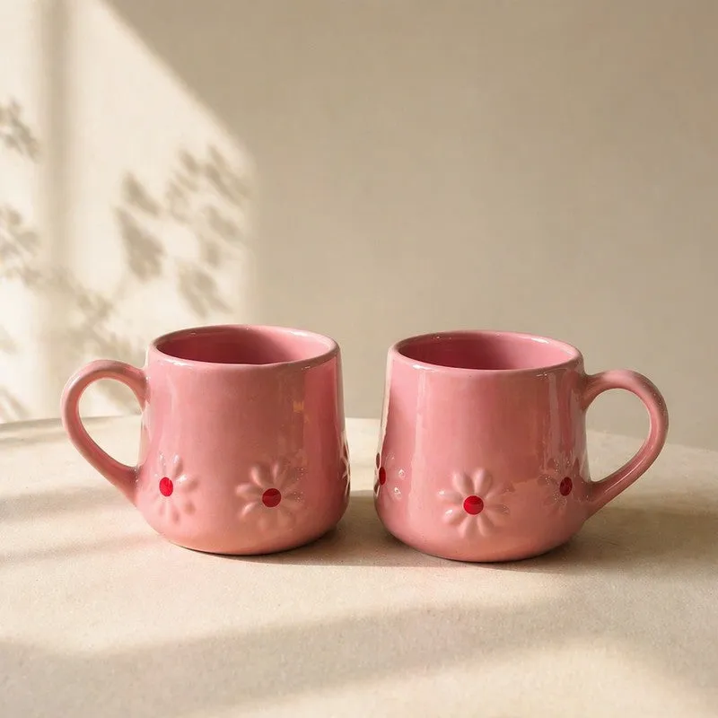 Ceramic Coffee Mug (Pink/250 mL Each) - Set of Two media 3