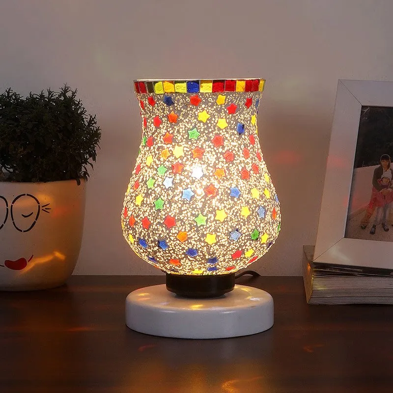 Lunexa Mosaic Glass Table Lamp With Wooden Base - Multicolor media 3