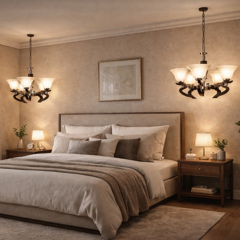 Cresca Wooden Ceiling Lamp - White & Black media 5