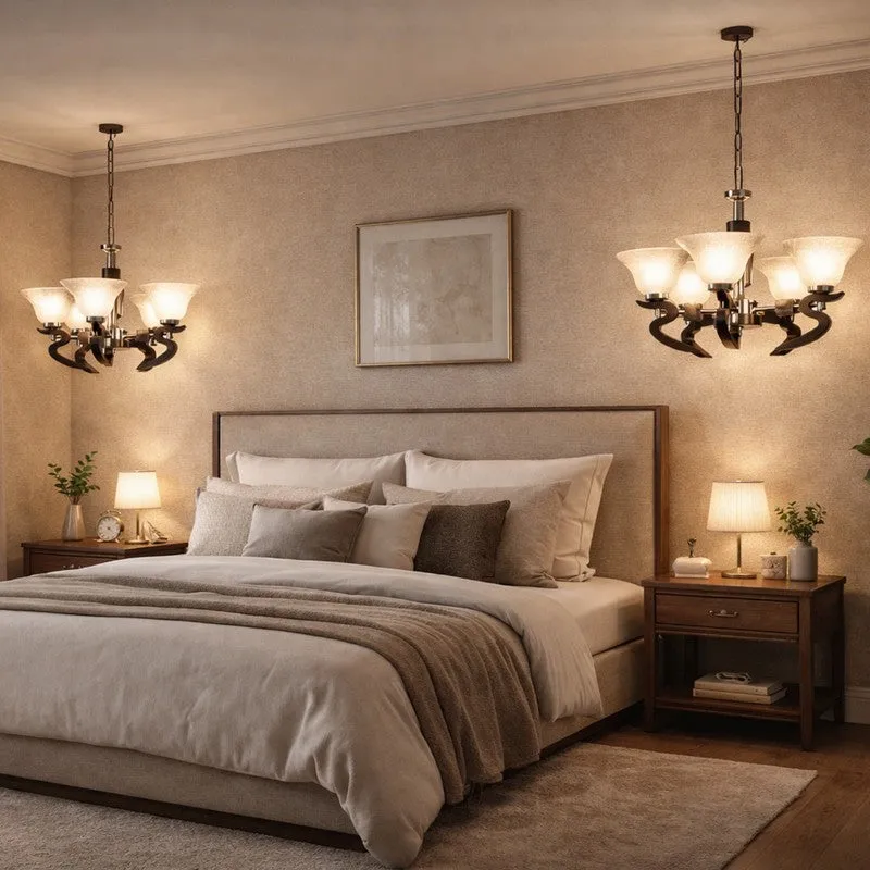 Cresca Wooden Ceiling Lamp - White & Black media 5