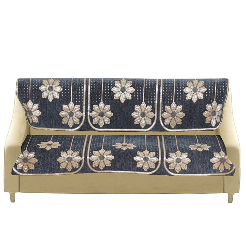 Mitha Floral Sofa Cover (Dark Grey) media 3