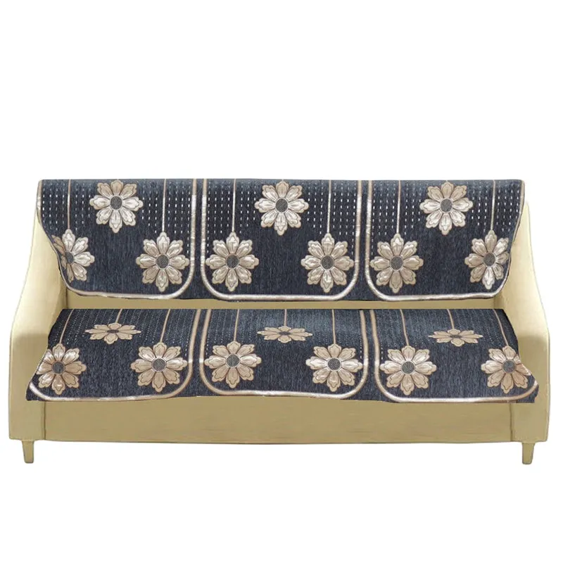 Mitha Floral Sofa Cover (Dark Grey) media 3