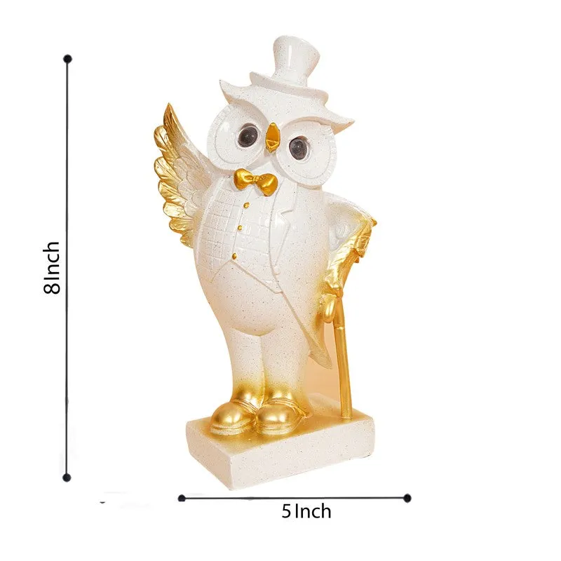Charming White Owl Resin Showpiece media 11