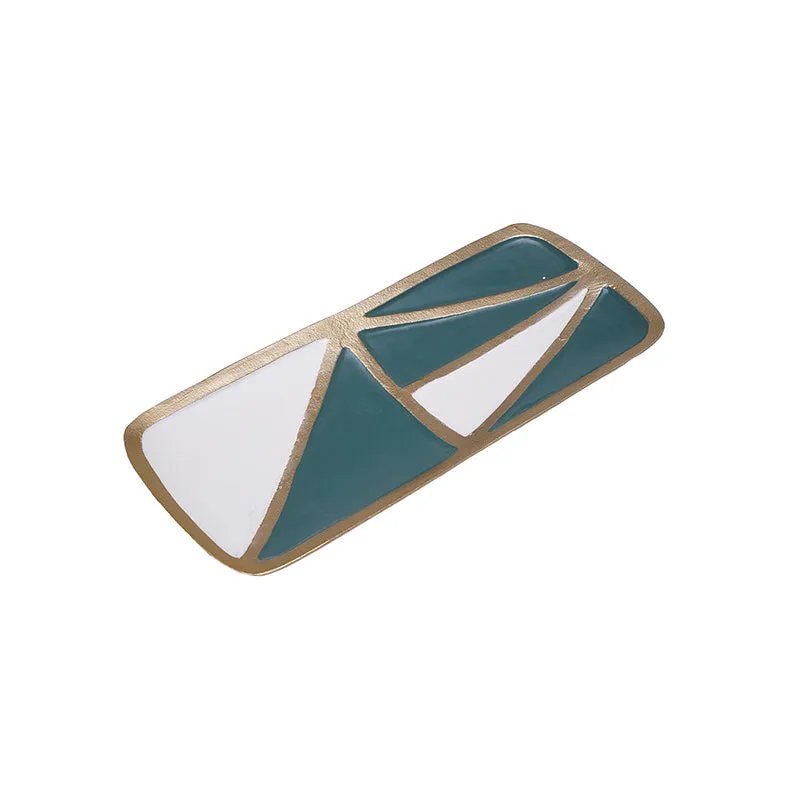 Izen Geometric Aluminum Platter - Green & Beige media 5