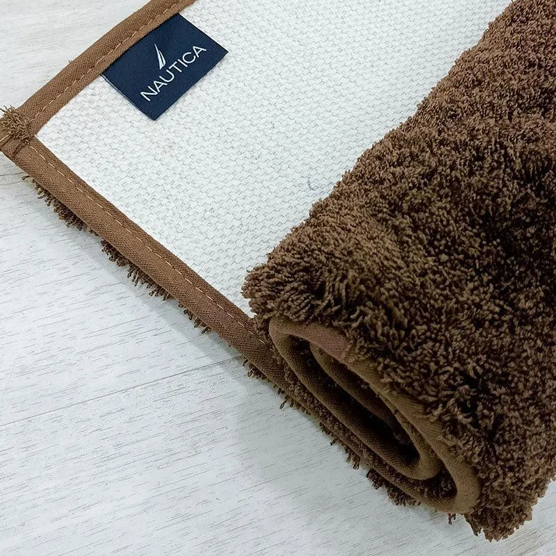 Nautica Cashmere Step Solid Anti-Skid Bath Mat (Brown) - Set Of Two media 4