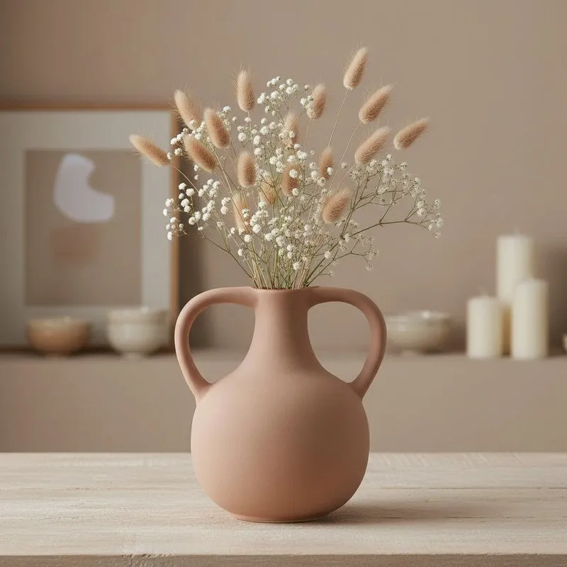 Sandstone Twin Handle Ceramic Vase media 1