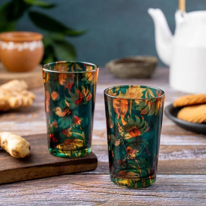 Sanguine Sunflowers Chai Glass - Set of Two media 1