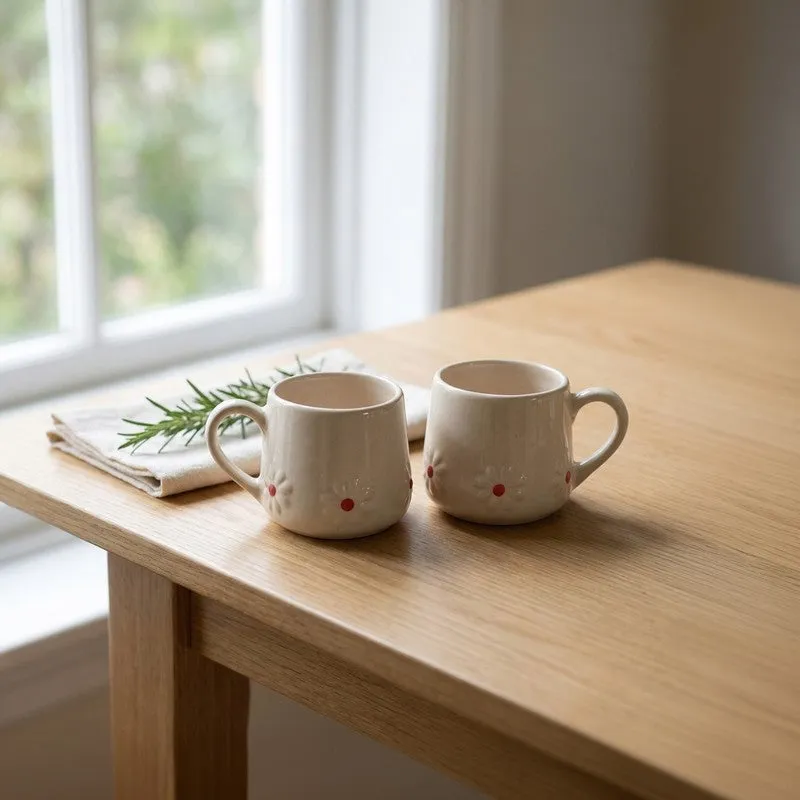 Ceramic Coffee Mug (White/250 mL Each) - Set of Two media 1