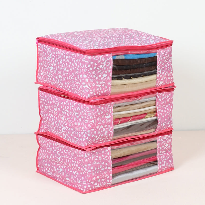 Bizet Floral Saree Cover (Pink) - Set Of Three media 3