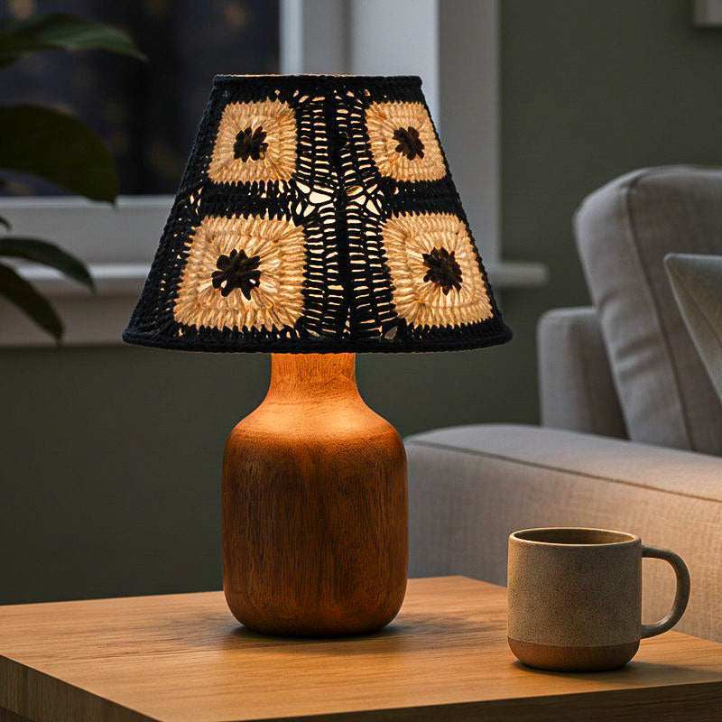 Belvora Crafted Wooden Table Lamp - Blue