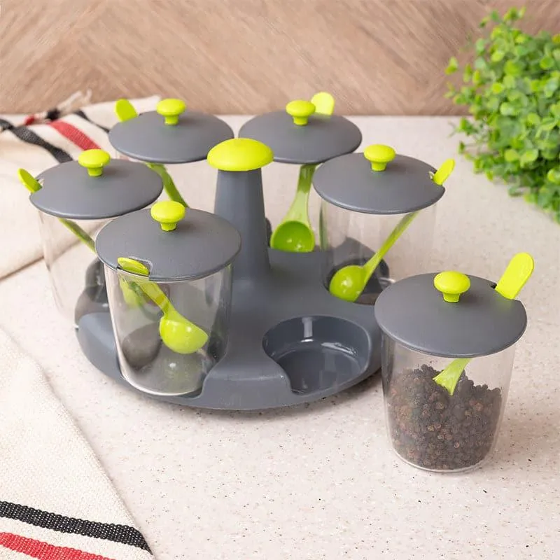Jini Green Masala Jar With Spoon (300 ML) - Set Of Seven media 1