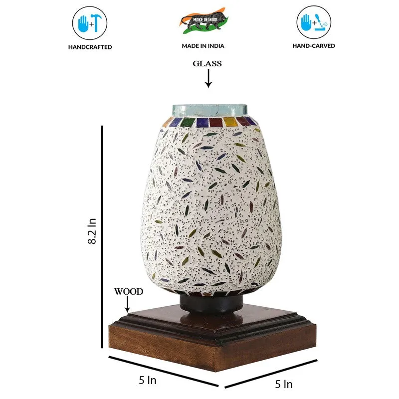 Glimvar Glass Table Lamp With Wooden Base - Multicolor media 9