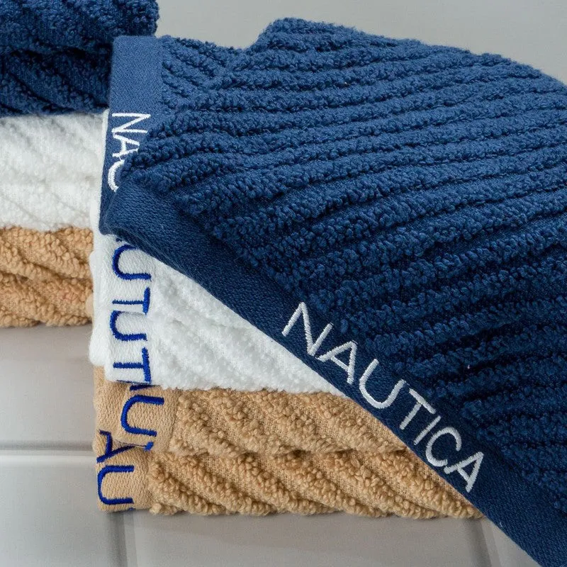 Nautica Riviera Soft Cotton Hand & Face Towel (White,Yellow & Dark Blue) - Set Of Twelve media 4