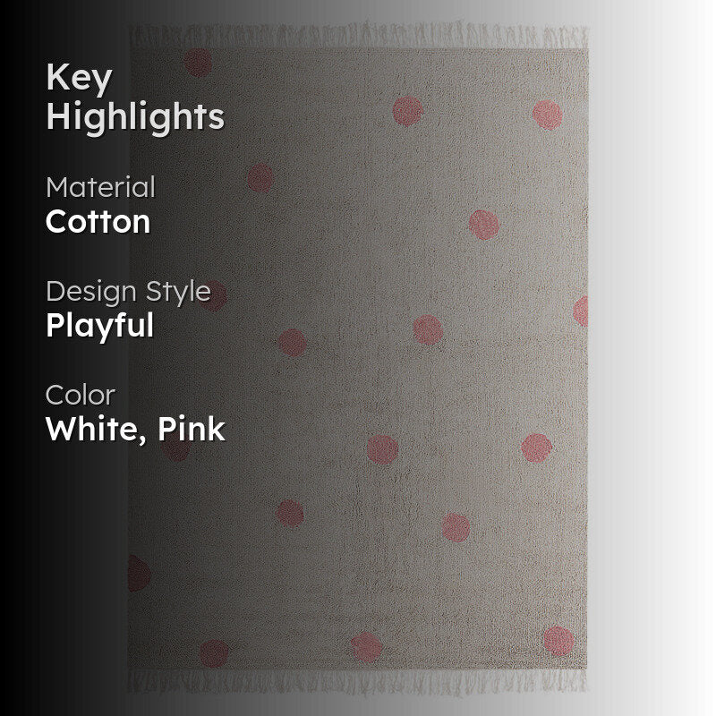Polka Dream Tufted Cotton Area Rug - Pink media 2