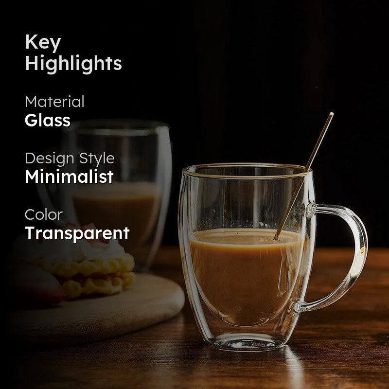 Elegant Glass Coffee Mug (350 mL Each) - Set Of Two media 2