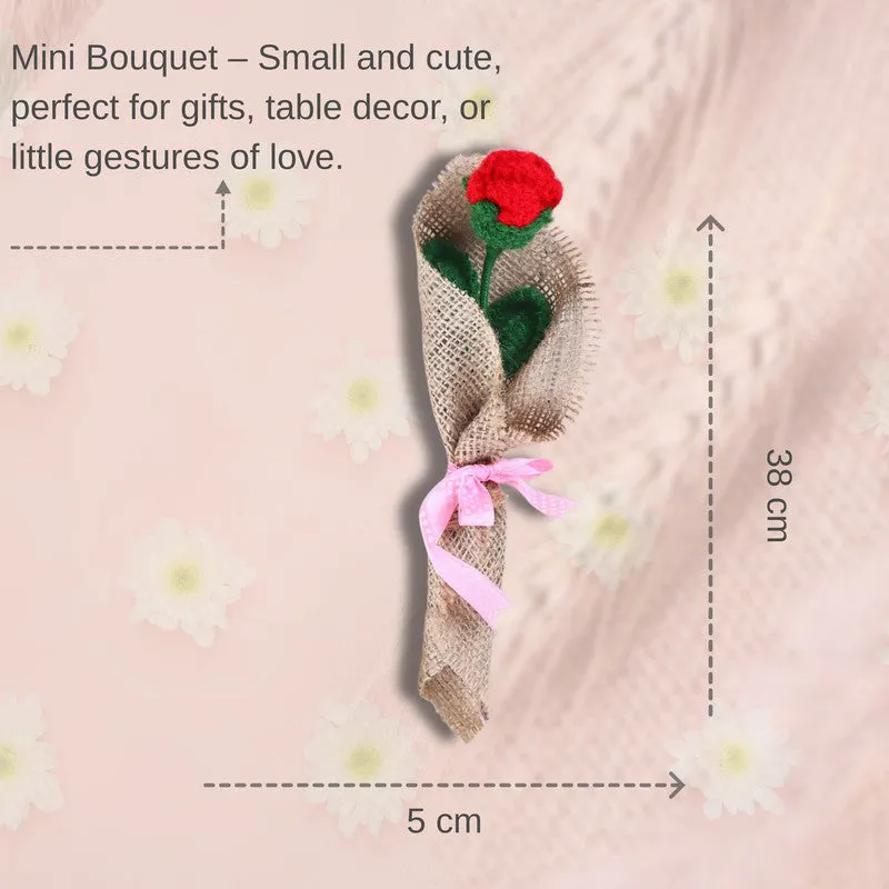 Crochet Handmade Rose Flower Bouquet - Red media 10