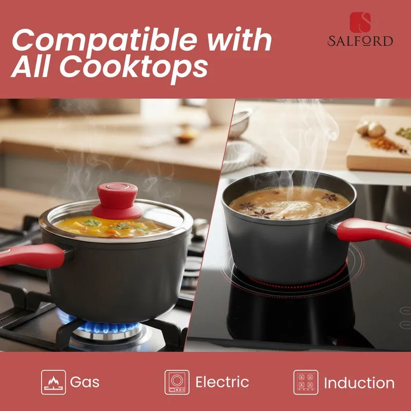 Salford Forged Non Stick Saucepan with Glass Lid (Black) - 1700 mL media 5