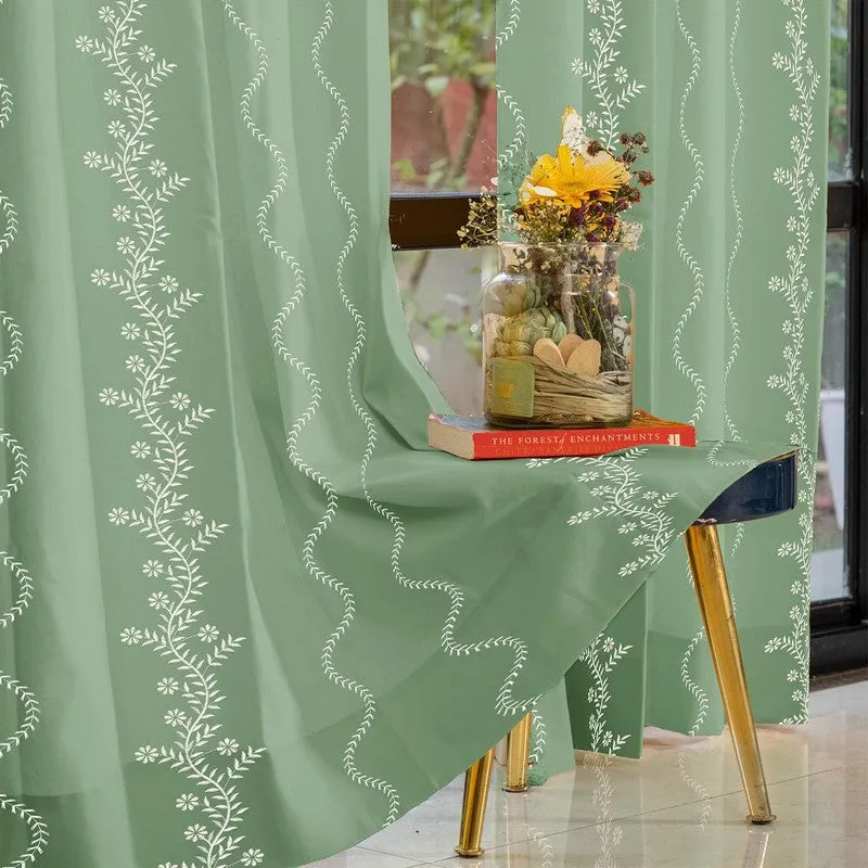 Urban Space Boho Curtain - Green & White media 3