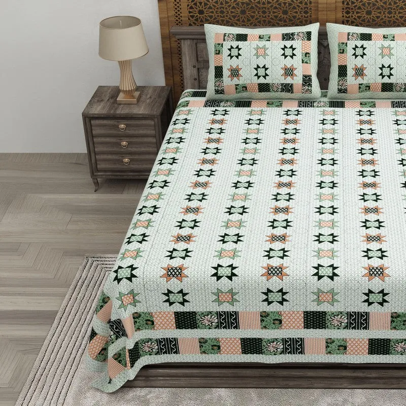 Weaveo Cotton Bedsheet (Green,Brown) - 240 TC media 3