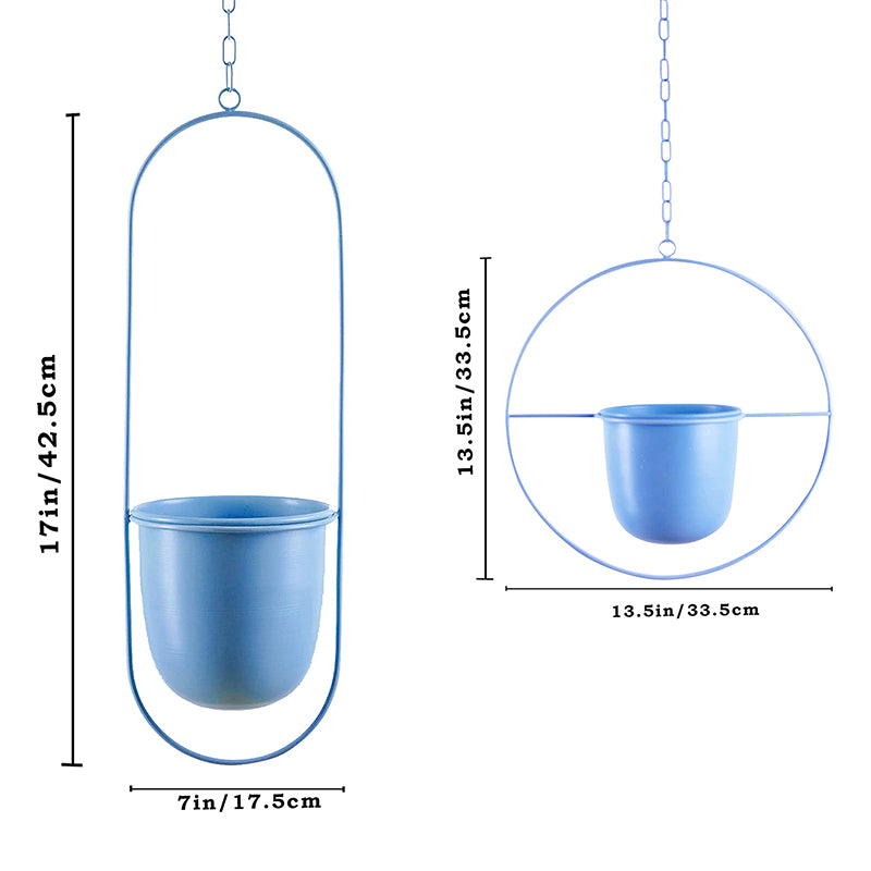 Metra Hanging Planter (Blue) - Set Of Two media 5