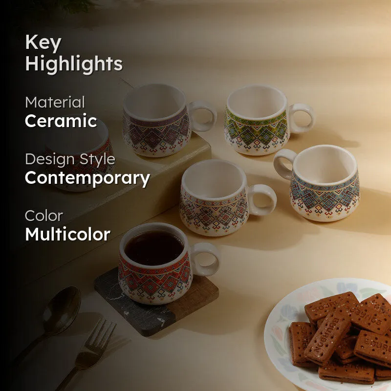 Kalpvriksha Ceramic Tea Cup (120 mL Each) - Set Of Six media 2