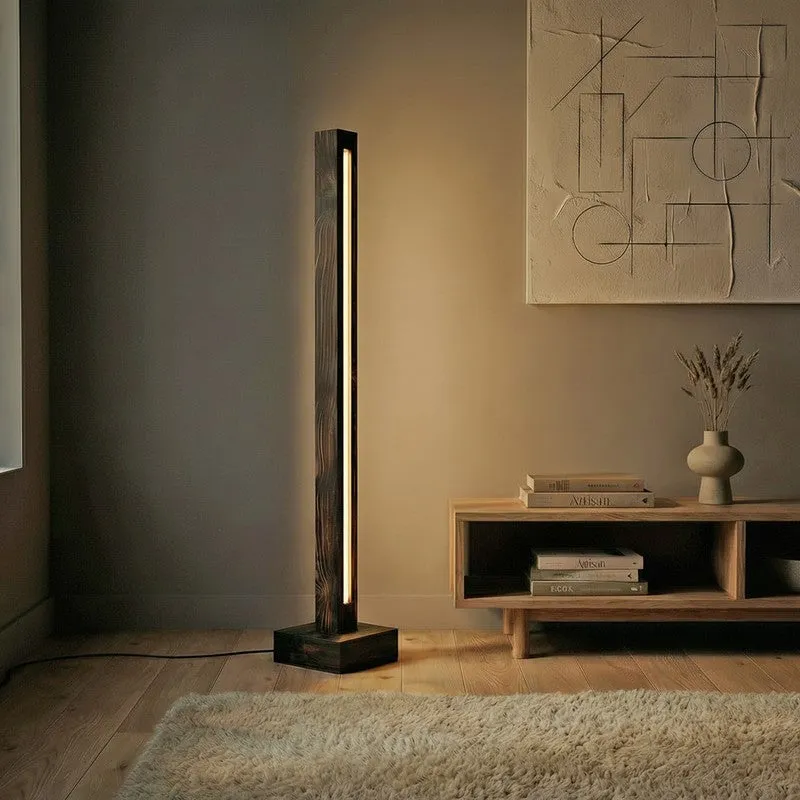 MinimalRay Wooden Floor Lamp - Brown media 1