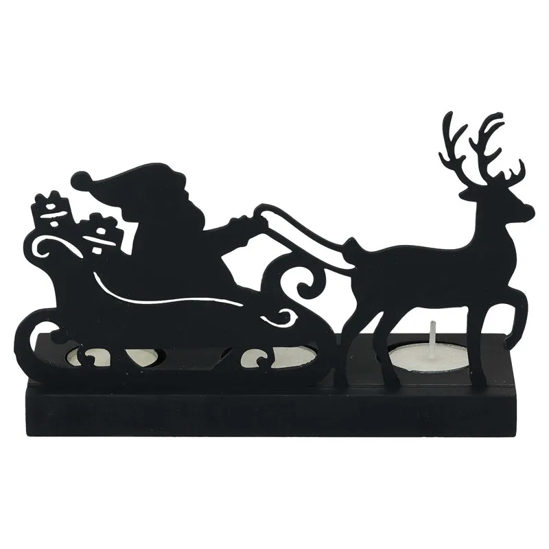 Sleigh Of Light Wood Christmas Tea Light Holder - Black media 7