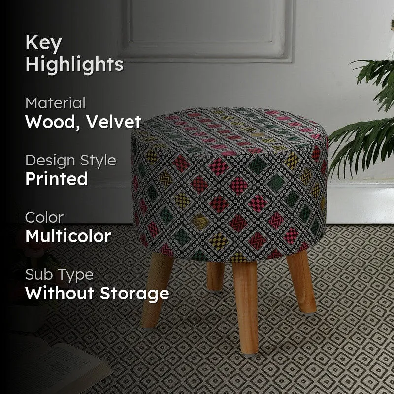 Navine Boho Diamond Multicolor Engineered Wood Ottoman media 2