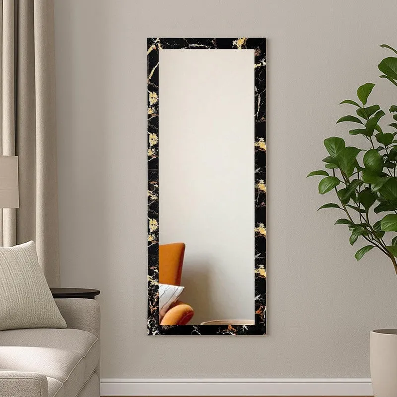 Artisanal Glass Wall Mirror With Wooden Frame media 1