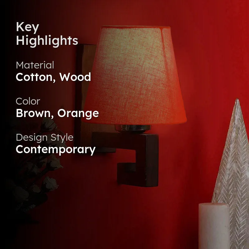 Oranje Conical Wooden Wall Lamp media 2