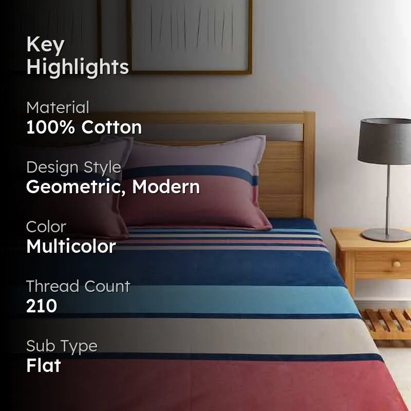 Gaudy Stripe Cotton Bedsheet - 210 TC media 2