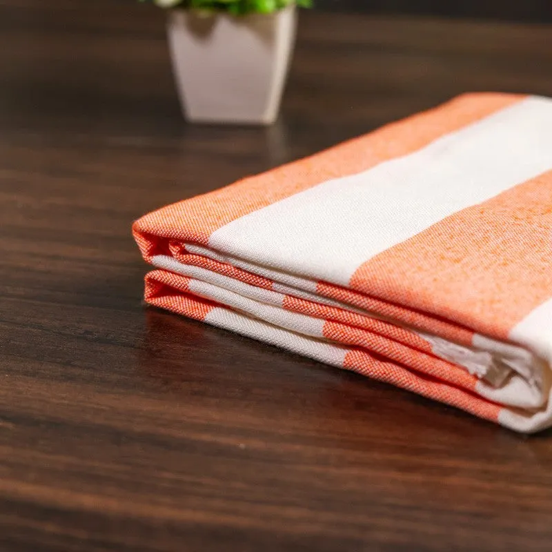 Swaddlix Striped White & Orange Bamboo Bath Towel media 5