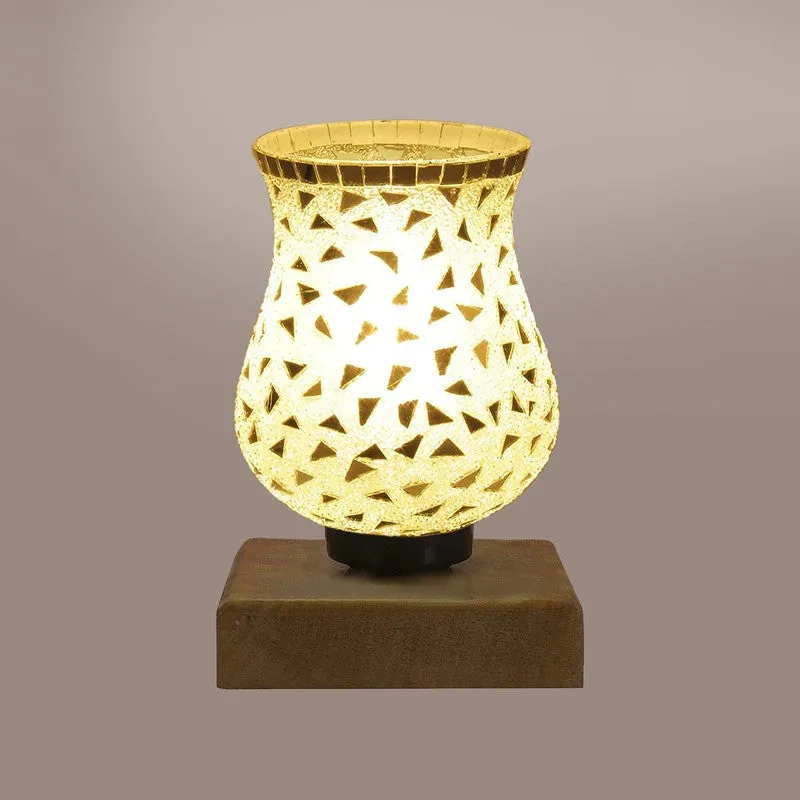 Lumora Mosaic Glass Table Lamp With Wooden Base - Multicolor media 8