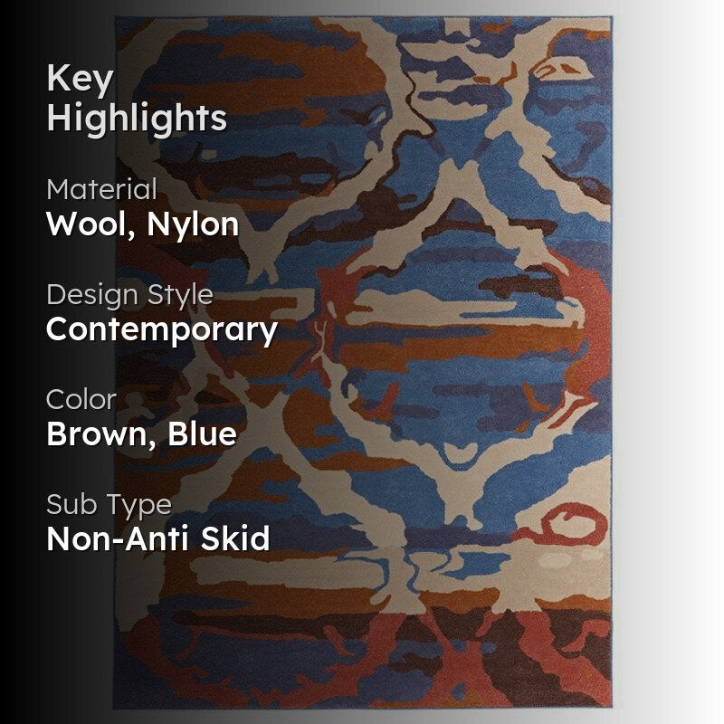 Veles Hand Tufted Abstract Wool & Nylon Carpet - Navy Blue media 2