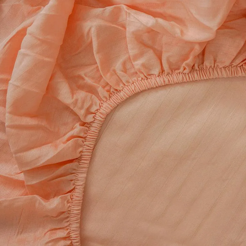 Reposi Striped Cotton Bedsheet (Peach) - 200 TC media 6