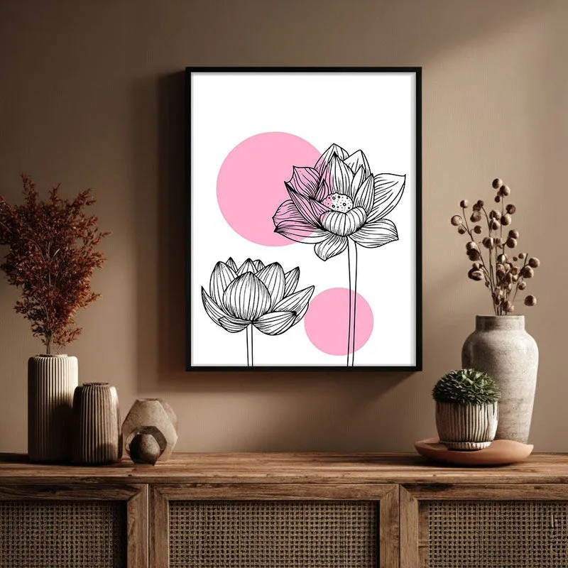 Lotus Lines Archival Paper Wall Art With Frame media 3