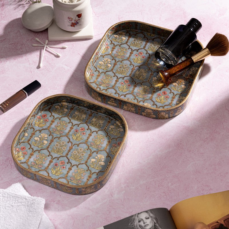 Fleur Jharokhas Square Serving Tray - Set Of Two media 4
